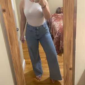 Zara high waisted wide leg denim jeans